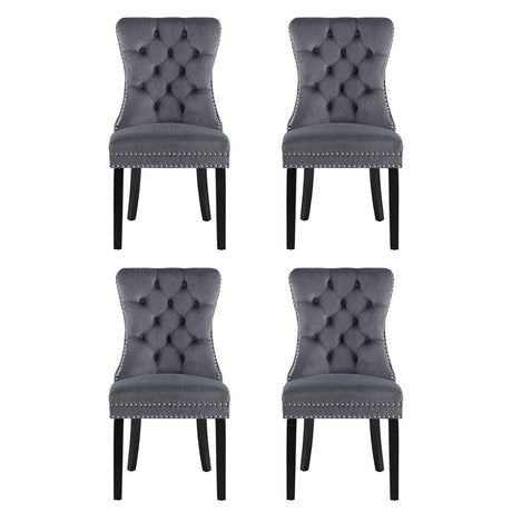 Artiss Grey Velvet Button-Tufted Dining Chairs — Set of 4, Grey or Beige — Allure Home Collections