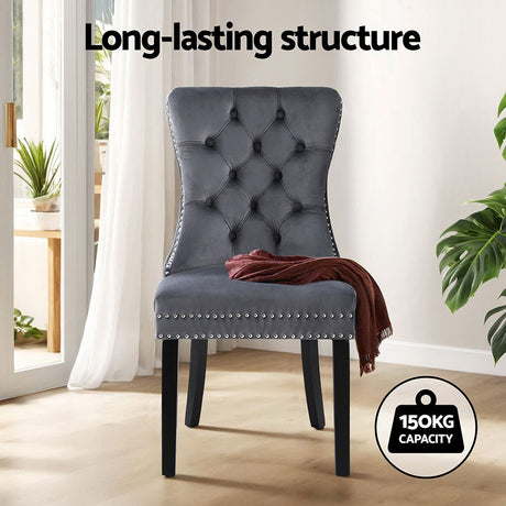 Artiss Grey Velvet Button-Tufted Dining Chairs — Set of 4, Grey or Beige — Allure Home Collections