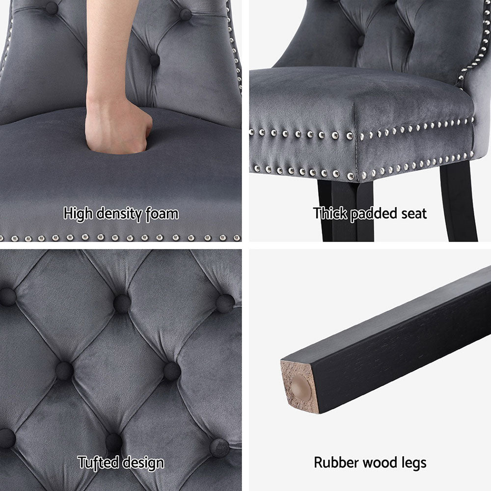 Artiss Grey Velvet Button-Tufted Dining Chairs — Set of 4, Grey or Beige — Allure Home Collections