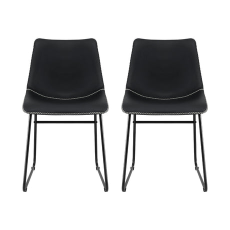 Artiss Retro PU Leather Dining Chairs with Cross-Stitch Detail — Set of 2 — Allure Home Collections