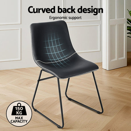 Artiss Retro PU Leather Dining Chairs with Cross-Stitch Detail — Set of 2 — Allure Home Collections