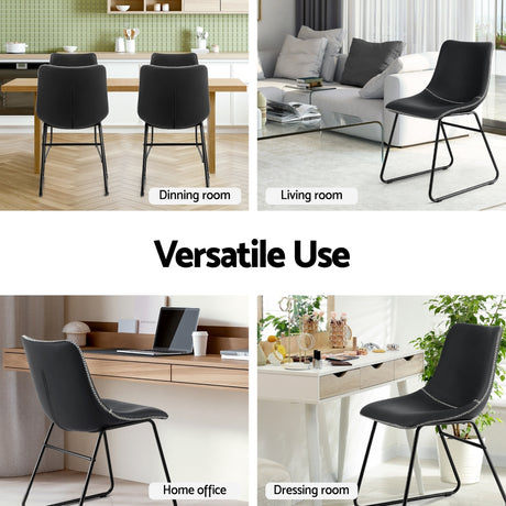 Artiss Retro PU Leather Dining Chairs with Cross-Stitch Detail — Set of 2 — Allure Home Collections