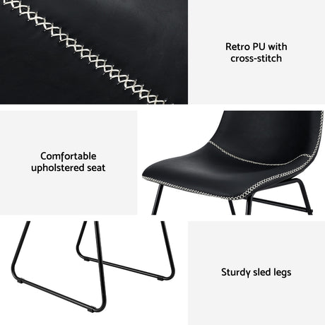 Artiss Retro PU Leather Dining Chairs with Cross-Stitch Detail — Set of 2 — Allure Home Collections