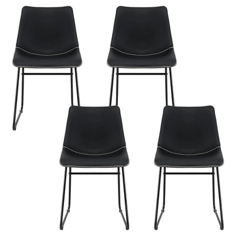 Artiss Retro PU Leather Dining Chairs with Cross-Stitch Detail — Set of 4, Black — Allure Home Collections