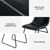 Artiss Retro PU Leather Dining Chairs with Cross-Stitch Detail — Set of 4, Black — Allure Home Collections