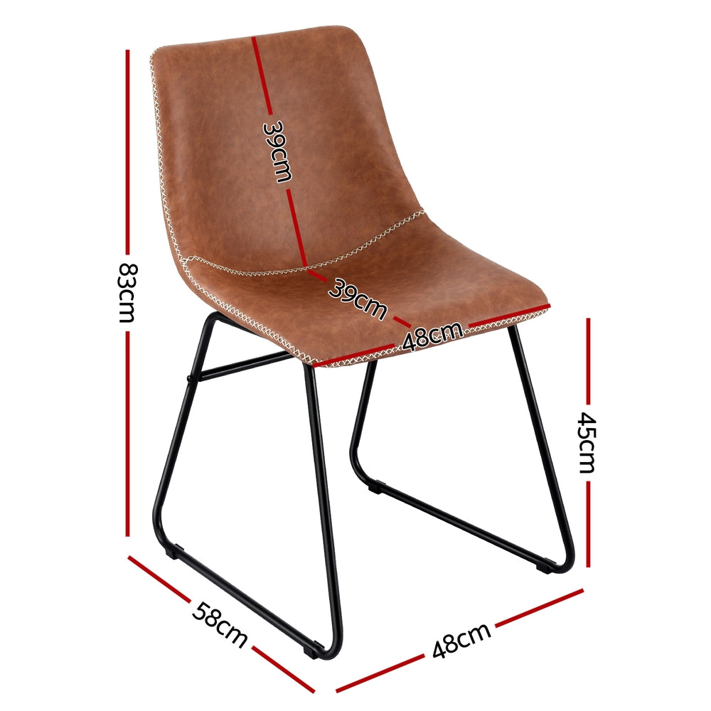 Artiss Retro PU Leather Dining Chairs with Cross-Stitch Detail — Set of 2 — Allure Home Collections