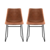 Artiss Retro PU Leather Dining Chairs with Cross-Stitch Detail — Set of 2 — Allure Home Collections