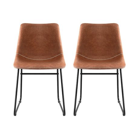 Artiss Retro PU Leather Dining Chairs with Cross-Stitch Detail — Set of 2 — Allure Home Collections