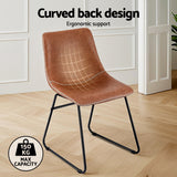 Artiss Retro PU Leather Dining Chairs with Cross-Stitch Detail — Set of 2 — Allure Home Collections