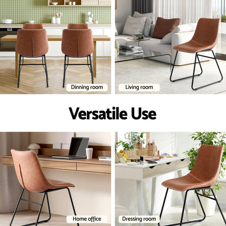 Artiss Retro PU Leather Dining Chairs with Cross-Stitch Detail — Set of 2 — Allure Home Collections