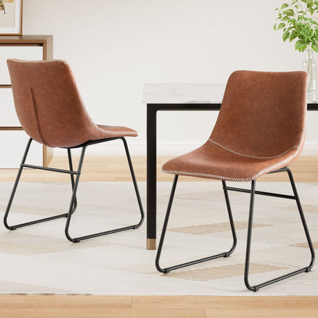 Artiss Retro PU Leather Dining Chairs with Cross-Stitch Detail — Set of 2 — Allure Home Collections