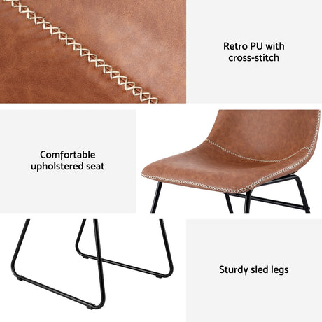 Artiss Retro PU Leather Dining Chairs with Cross-Stitch Detail — Set of 4 — Allure Home Collections