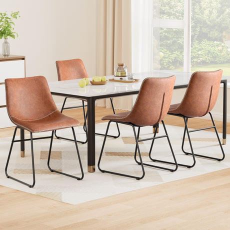 Artiss Retro PU Leather Dining Chairs with Cross-Stitch Detail — Set of 4 — Allure Home Collections