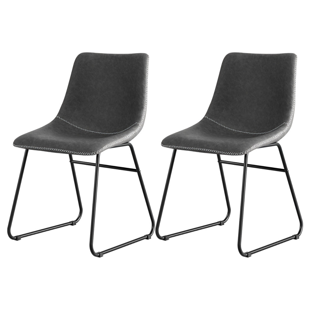 Artiss Retro PU Leather Dining Chairs with Cross-Stitch Detail — Set of 2 — Allure Home Collections