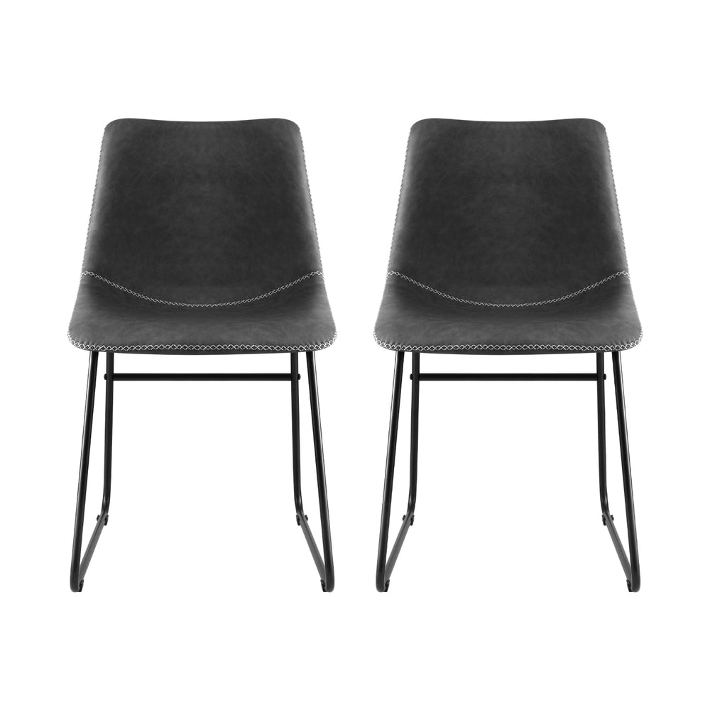 Artiss Retro PU Leather Dining Chairs with Cross-Stitch Detail — Set of 2 — Allure Home Collections