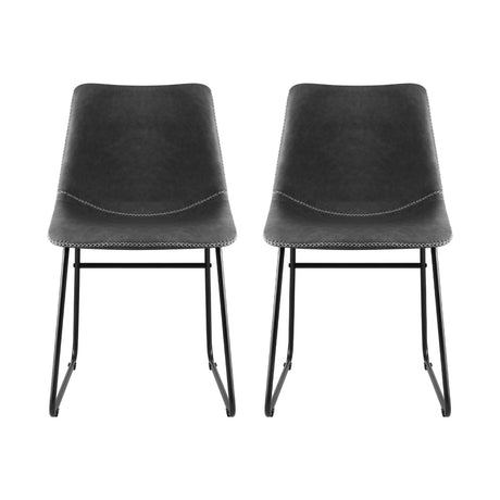 Artiss Retro PU Leather Dining Chairs with Cross-Stitch Detail — Set of 2 — Allure Home Collections