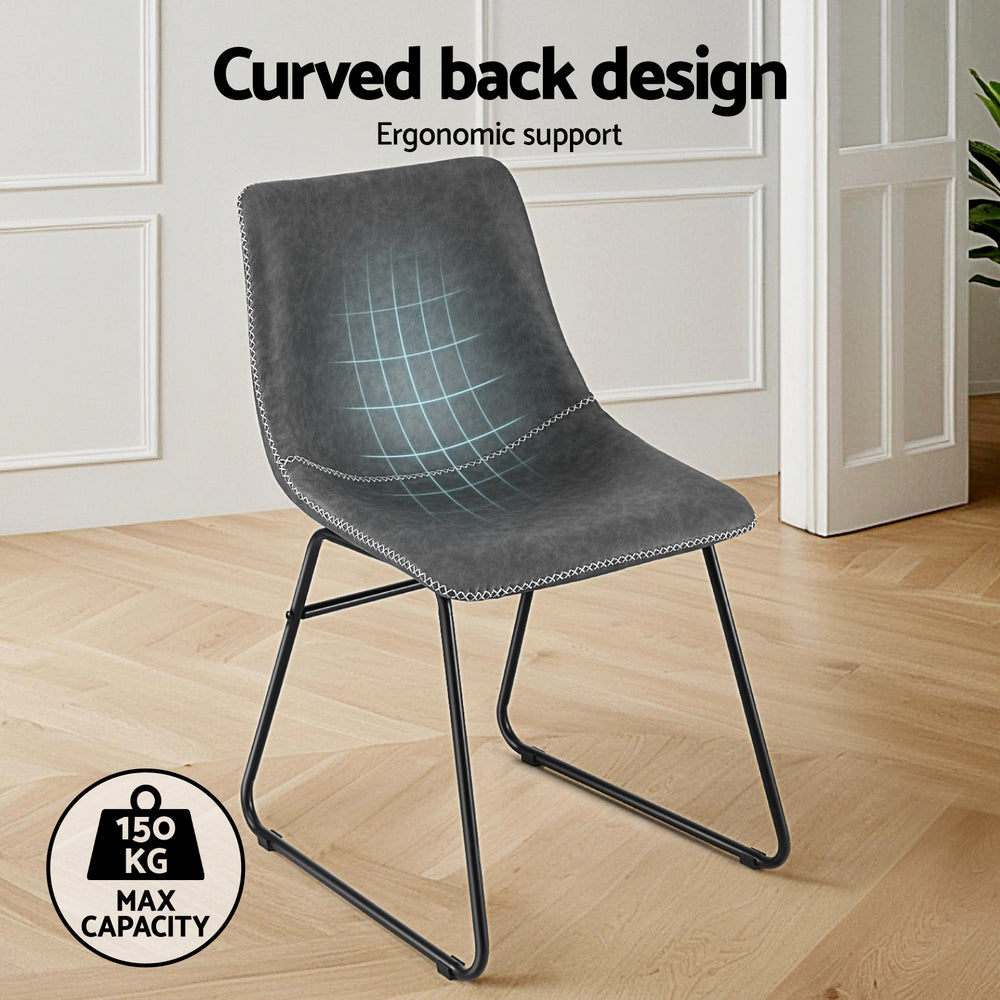 Artiss Retro PU Leather Dining Chairs with Cross-Stitch Detail — Set of 2 — Allure Home Collections