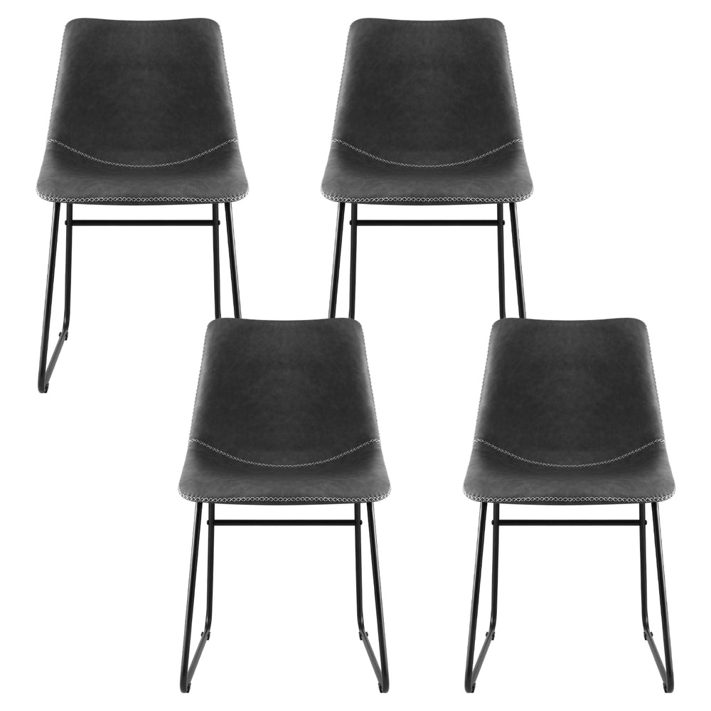 Artiss Retro PU Leather Dining Chairs with Cross-Stitch Detail — Set of 4 — Allure Home Collections