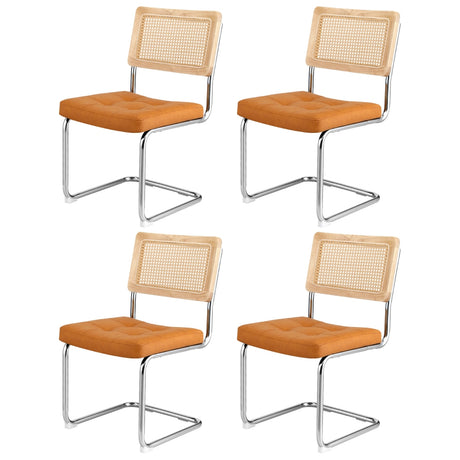 PU Leather Rattan Cantilever Dining Chairs — Brown, Set of 4 — Allure Home Collections