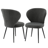 Aldgate grey sherpa wing back dining chairs with steel legs in a contemporary dining room