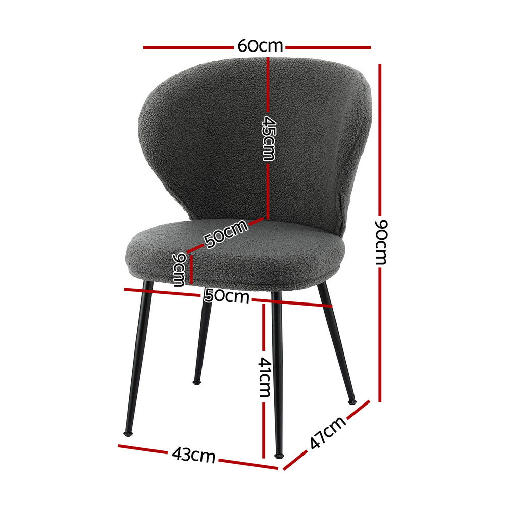 Aldgate Wing Back Dining Chair, Grey Sherpa 2pcs