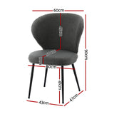 Aldgate Wing Back Dining Chair, Grey Sherpa 2pcs