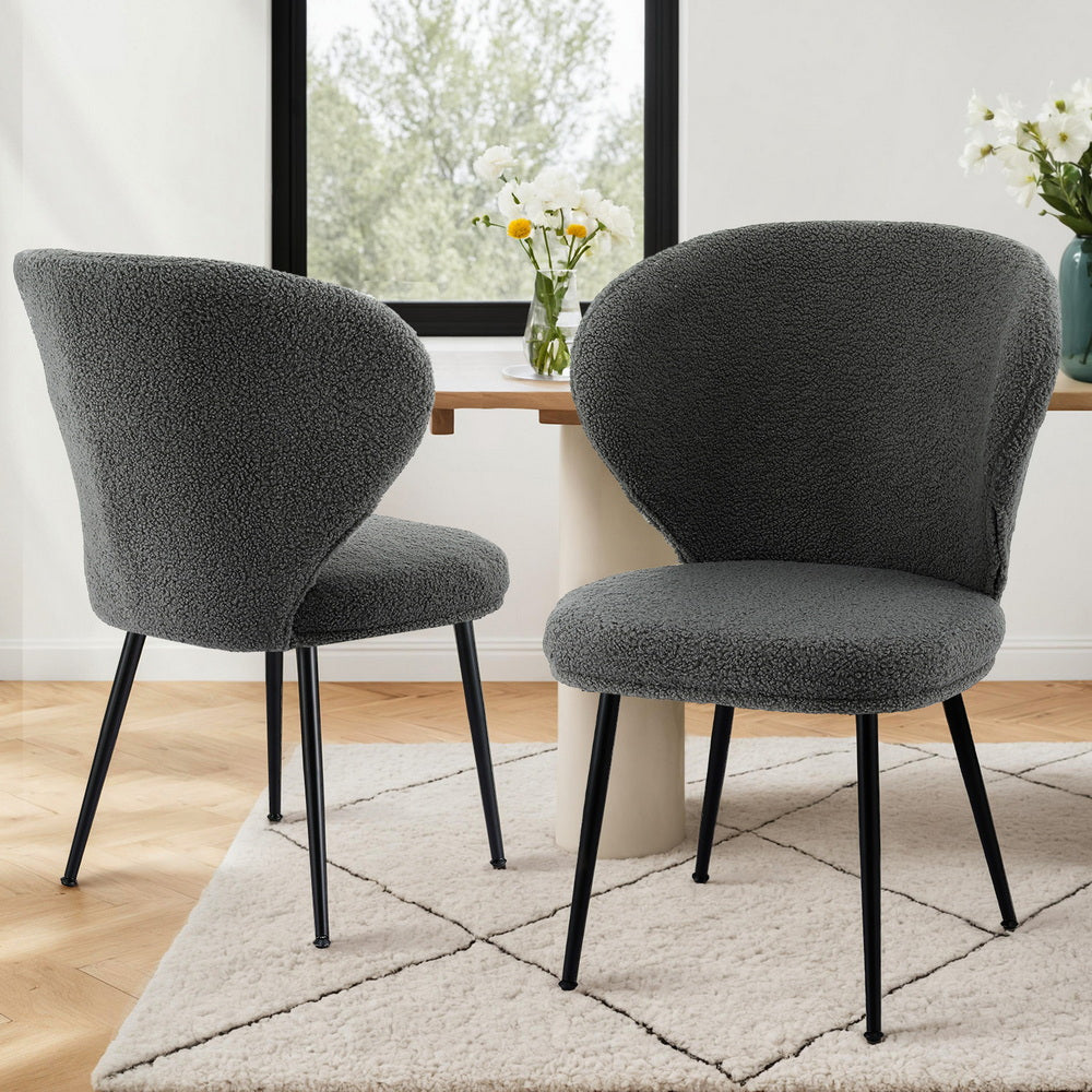 Aldgate Wing Back Dining Chair, Grey Sherpa 2pcs