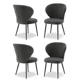 Aldgate grey sherpa wing back dining chairs with steel legs in a contemporary dining room