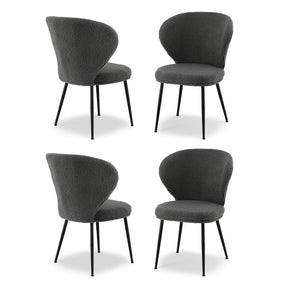 Aldgate grey sherpa wing back dining chairs with steel legs in a contemporary dining room