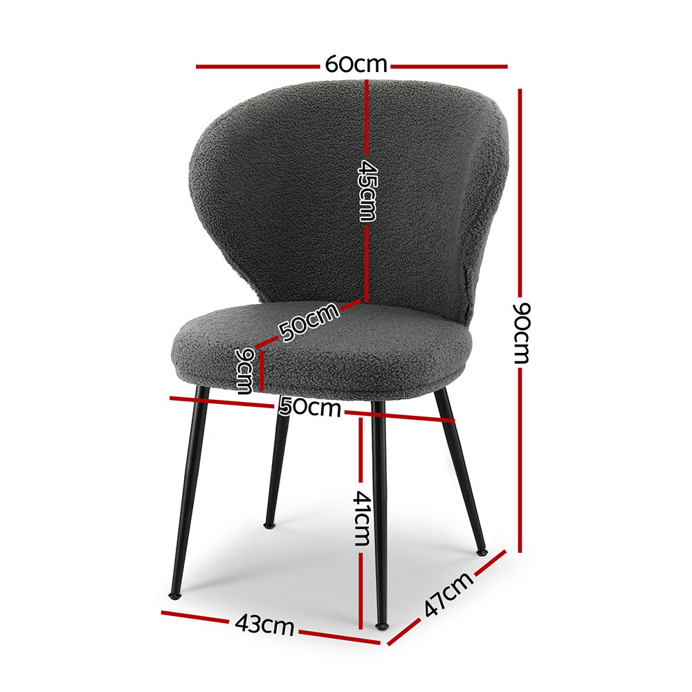Aldgate Wing Back Dining Chair, Grey Sherpa 4pcs