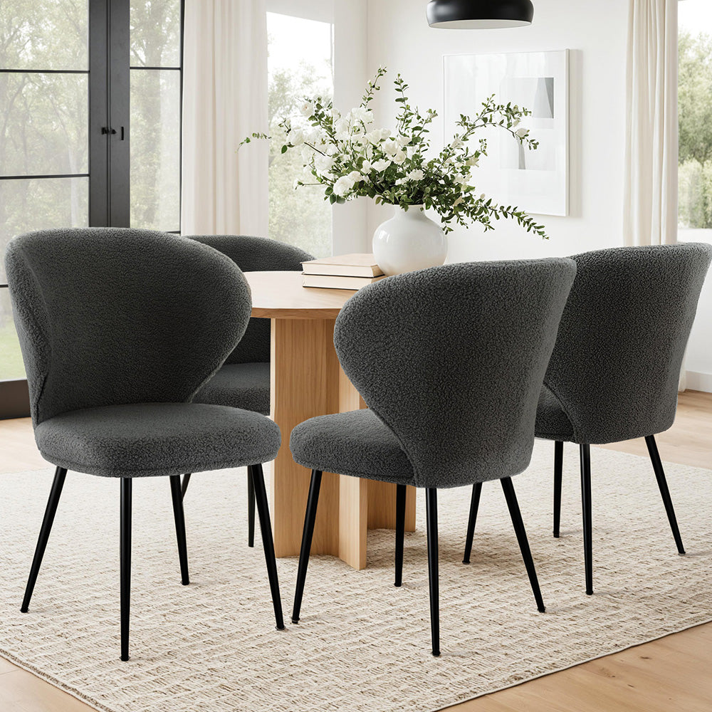 Aldgate Wing Back Dining Chair, Grey Sherpa 4pcs