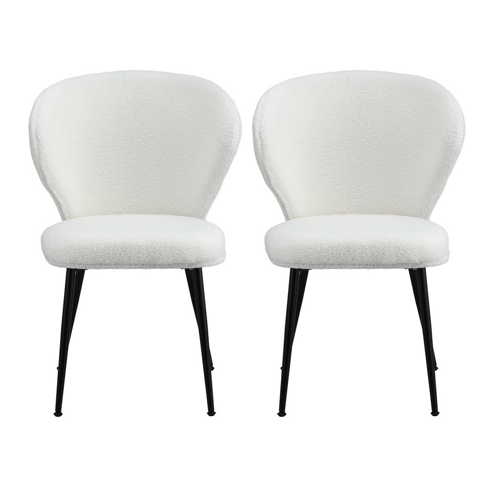 Kingscote Wing Back Dining Chair, White Sherpa 2pcs