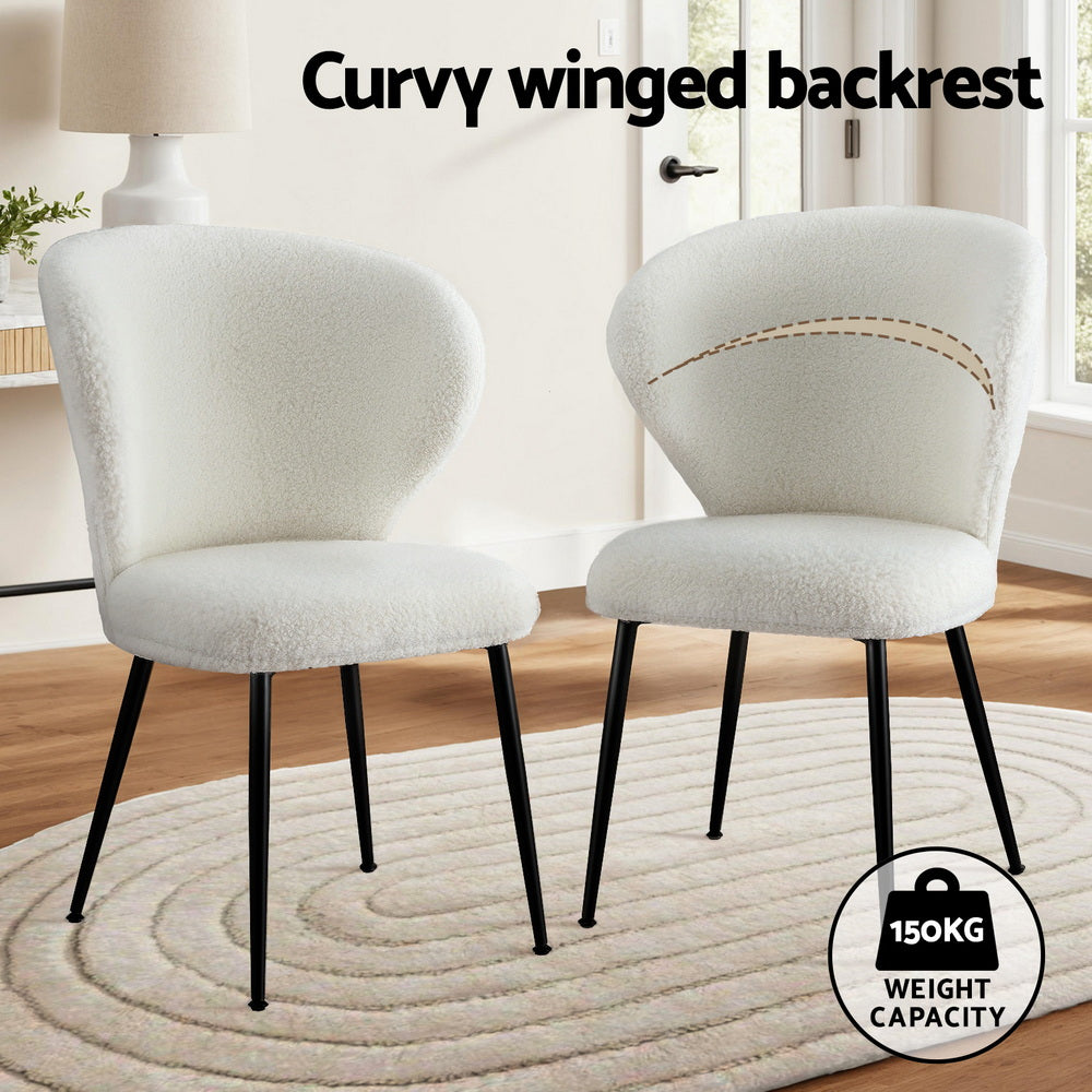 Kingscote Wing Back Dining Chair, White Sherpa 2pcs