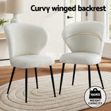 Kingscote Wing Back Dining Chair, White Sherpa 2pcs