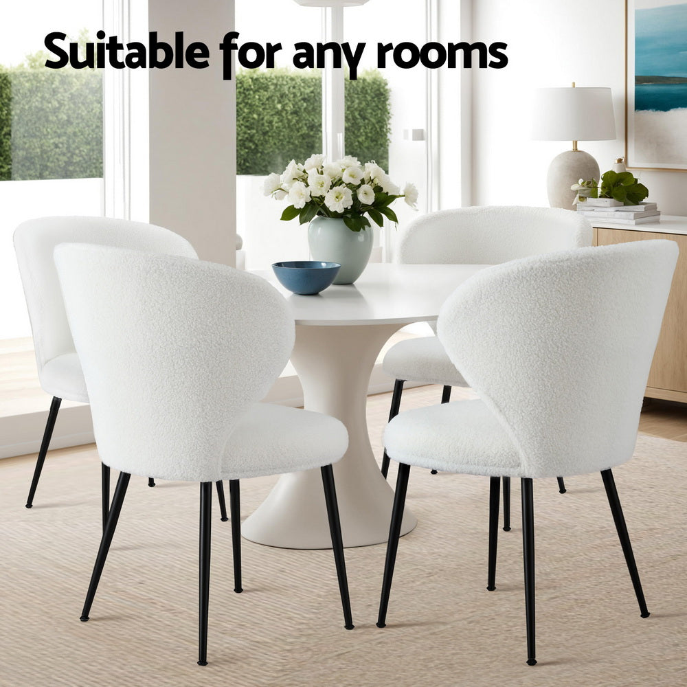 Kingscote Wing Back Dining Chair, White Sherpa 2pcs