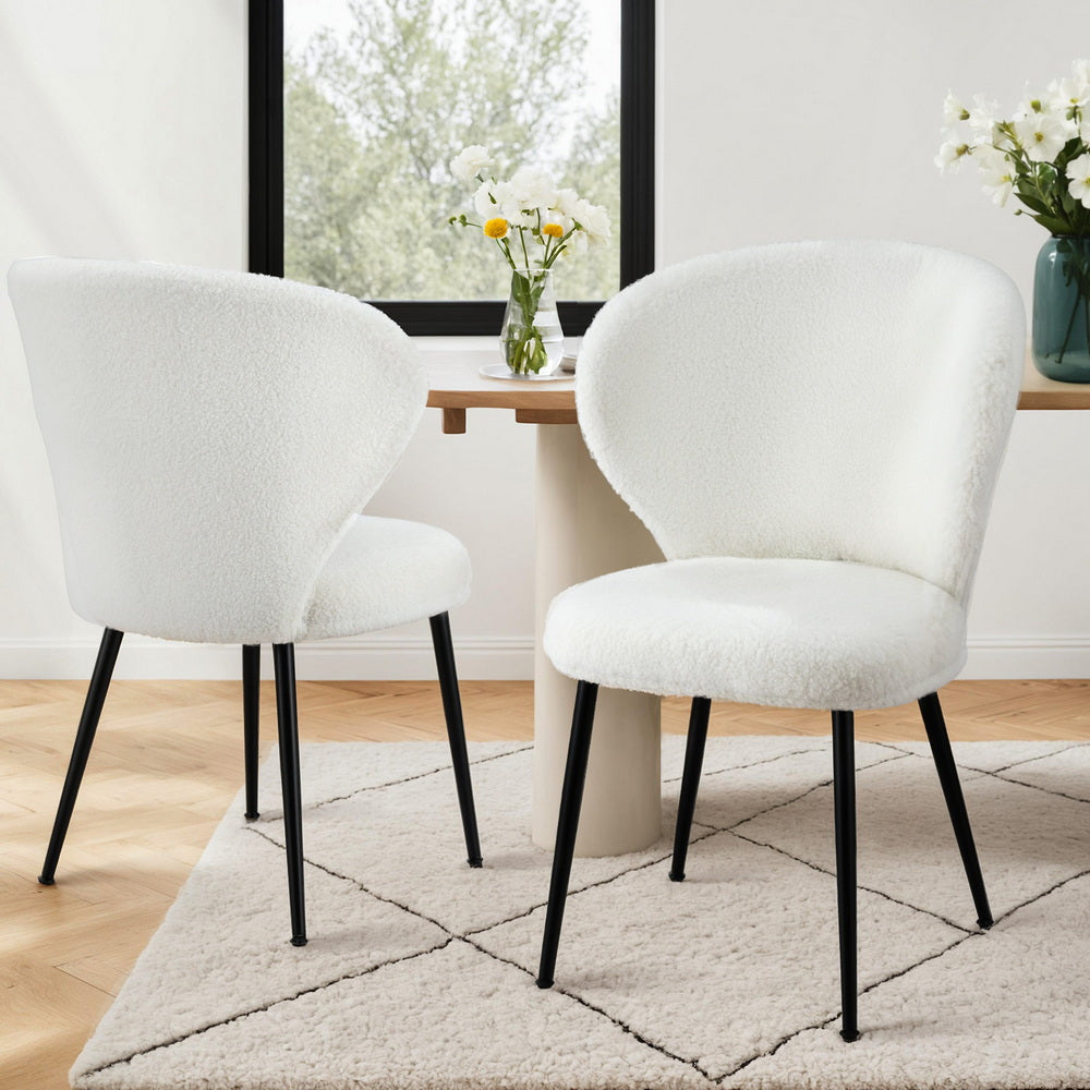 Kingscote Wing Back Dining Chair, White Sherpa 2pcs