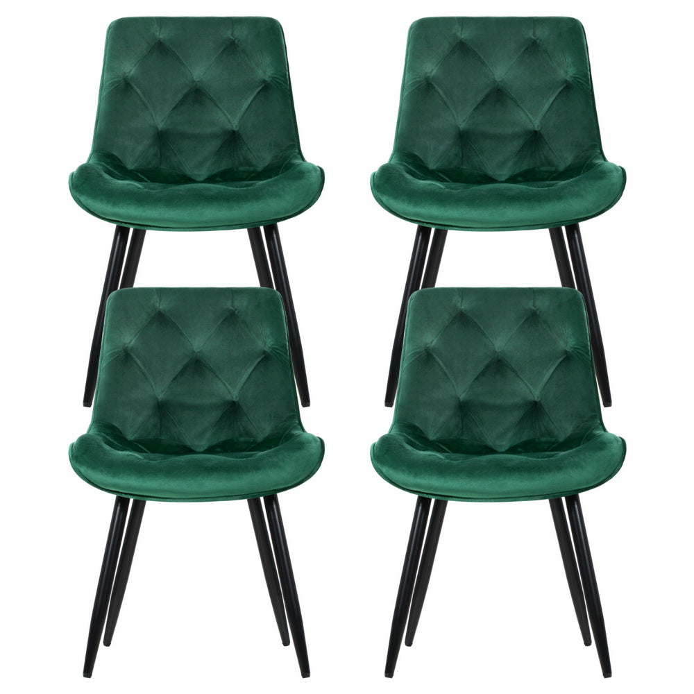 Artiss Green Velvet Diamond-Tufted Dining Chairs — Set of 4 — Allure Home Collections