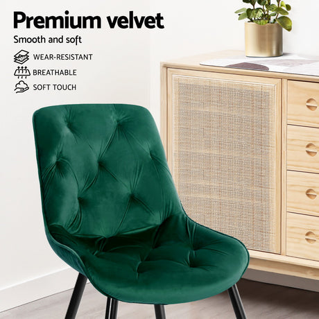 Artiss Green Velvet Diamond-Tufted Dining Chairs — Set of 4 — Allure Home Collections