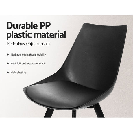 Side profile of Artiss black dining chair showing modern profile — Allure Home Collections