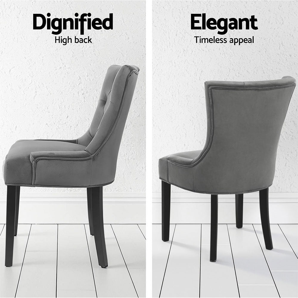 Artiss Cayes Grey Velvet French Provincial Dining Chairs — Set of 4 — Allure Home Collections