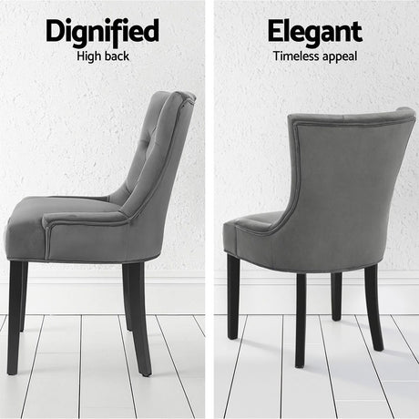 Artiss Cayes Grey Velvet French Provincial Dining Chairs — Set of 4 — Allure Home Collections