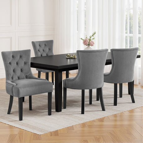 Artiss Cayes Grey Velvet French Provincial Dining Chairs — Set of 4 — Allure Home Collections