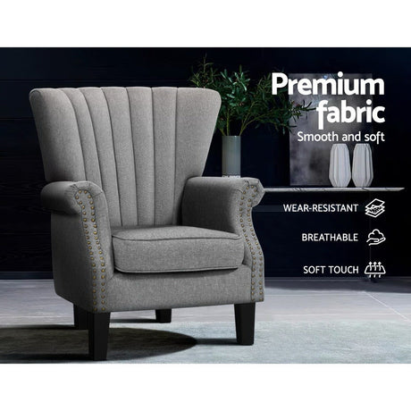 Artiss Andrew Wingback Armchair in Grey