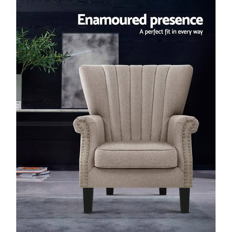 Artiss Andrew Wingback Armchair in Beige