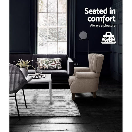 Artiss Andrew Wingback Armchair in Beige