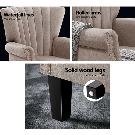 Artiss Andrew Wingback Armchair in Beige