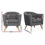 Artiss Adora Grey Faux Linen Armchair