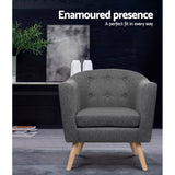 Artiss Adora Grey Faux Linen Armchair