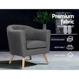 Artiss Adora Grey Faux Linen Armchair
