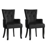 Artiss Cayes French Provincial Velvet Dining Chairs — Black, Set of 2 — Allure Home Collections